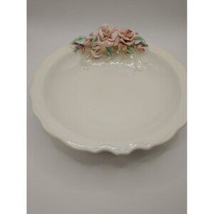 Vintage Ceramic Bowl With Floral Design & Pastel Accents Antique Collectible